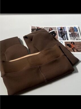 Brown High-Waist Fleece Lined Tights Small